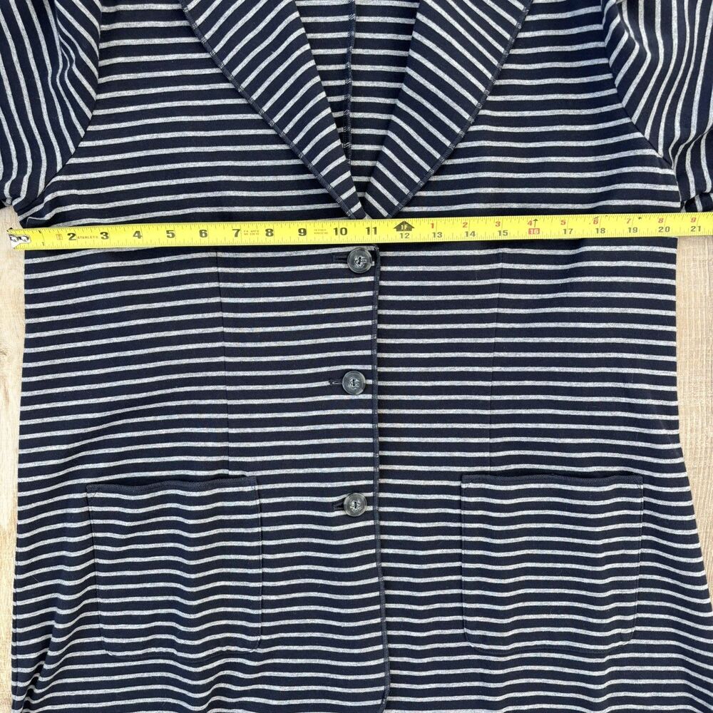 J. Jill Women Blazer Jacket Striped Knit Sz L Cotton Blend Stretch Casual Office - Picture 12 of 12